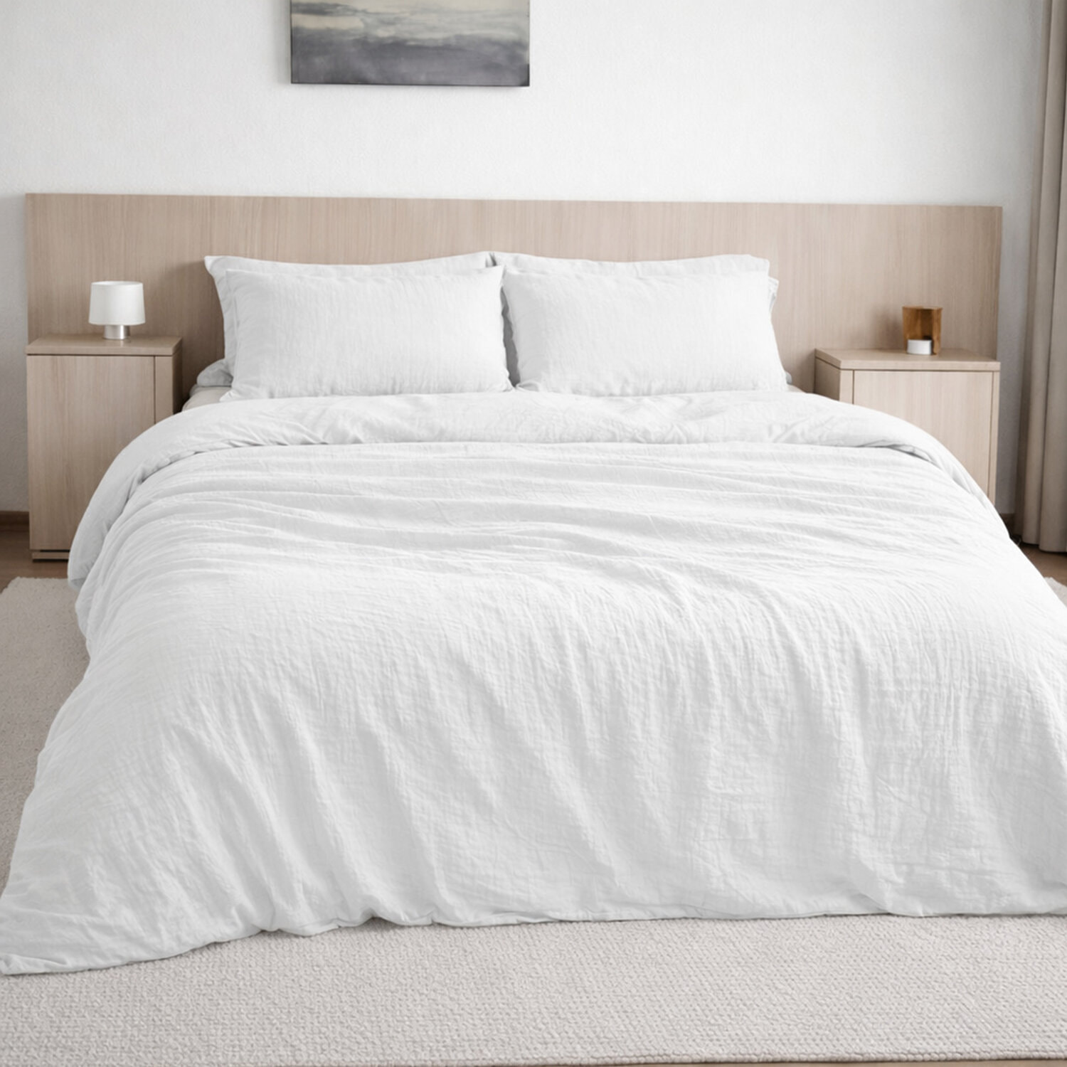 Drap housse bonnet 30 cm 100% gaze de coton lavé - pur blanc