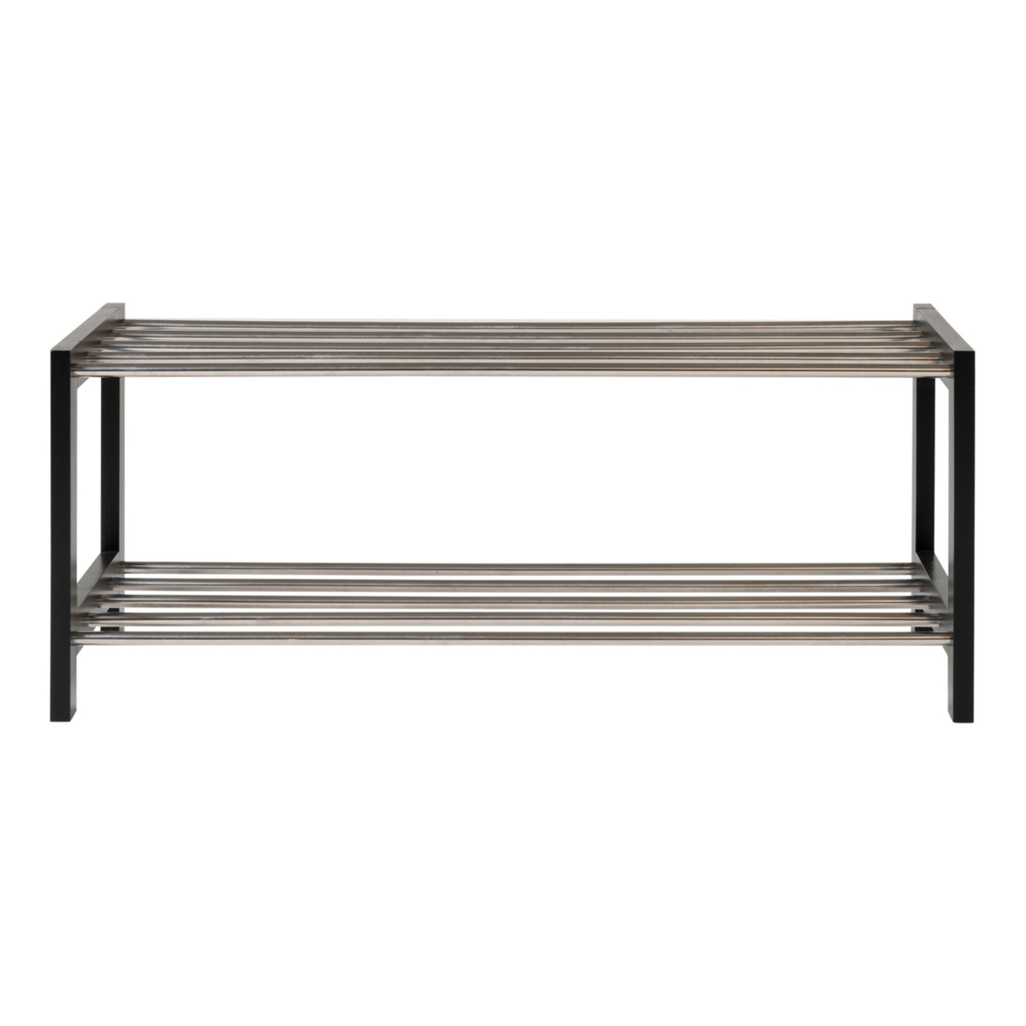 Scarpiera Padova a 2 ripiani in legno e acciaio nero 78x34 cm