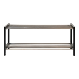 Scarpiera Padova a 2 ripiani in legno e acciaio nero 78x34 cm