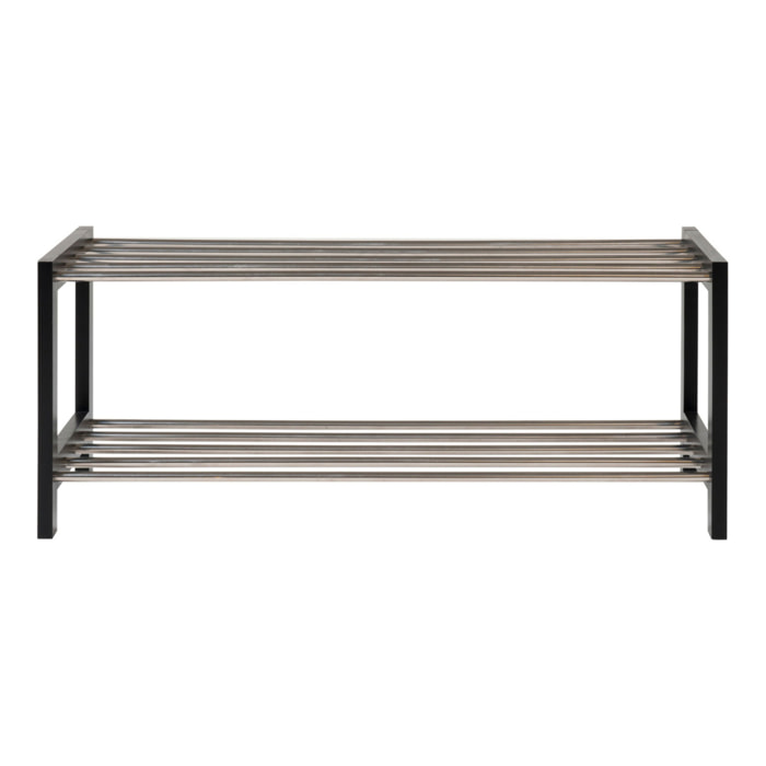 Scarpiera Padova a 2 ripiani in legno e acciaio nero 78x34 cm