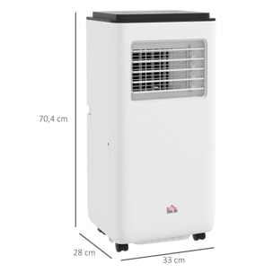 Aire Acondicionado Portátil 5 en 1 10000 BTU 2900W Enfriador Ventilador Deshumidificador 26 L/Día con Control Remoto Pantalla LED Temporizador 24h para Habitación 22m² 33x28x70,4 cm Blanco