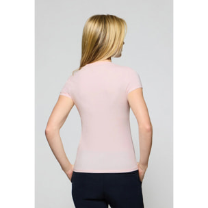 Maglietta rosa a maniche corte con logo Rigby Go ricamato