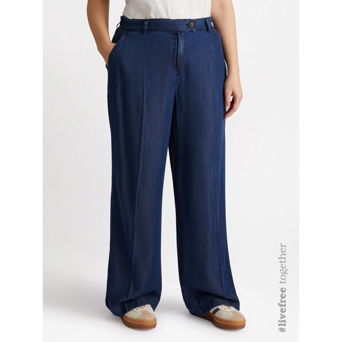 Fiorella Rubino - Pantalón anchos con fibras de TENCEL™ - Azul