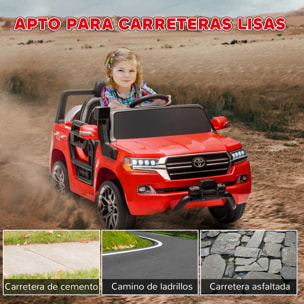 Coche Eléctrico para Niños de +3 Años Toyota LAND CRUISER Coche Eléctrico con Batería 12V Mando a Distancia Faros Bocina Arranque Suave y Música MP3 Rojo