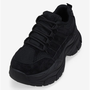 Zapatillas de plataforma negras con rejilla y cordones