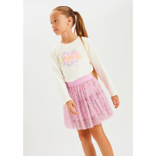 Camiseta Niña Manga Larga Con Estampado Frontal