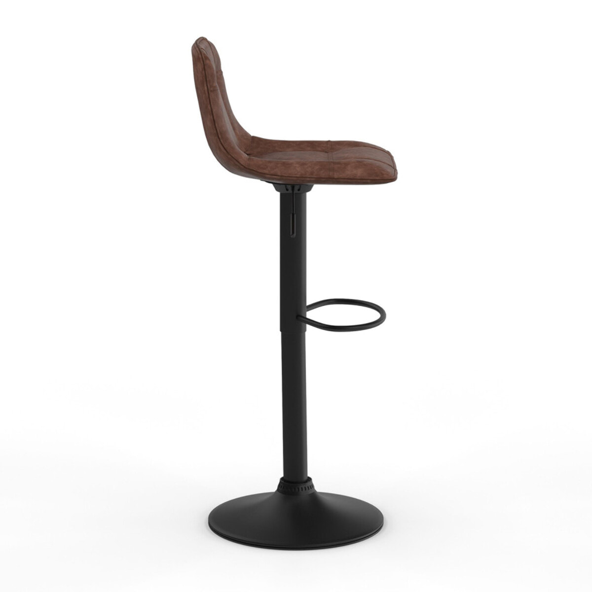Tabourets de bar réglables Edison marron et pied métal noir - lot de 2