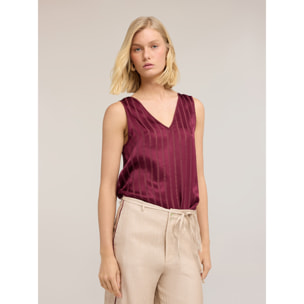 Motivi - Blusa in raso a righe devoré - Bordeaux