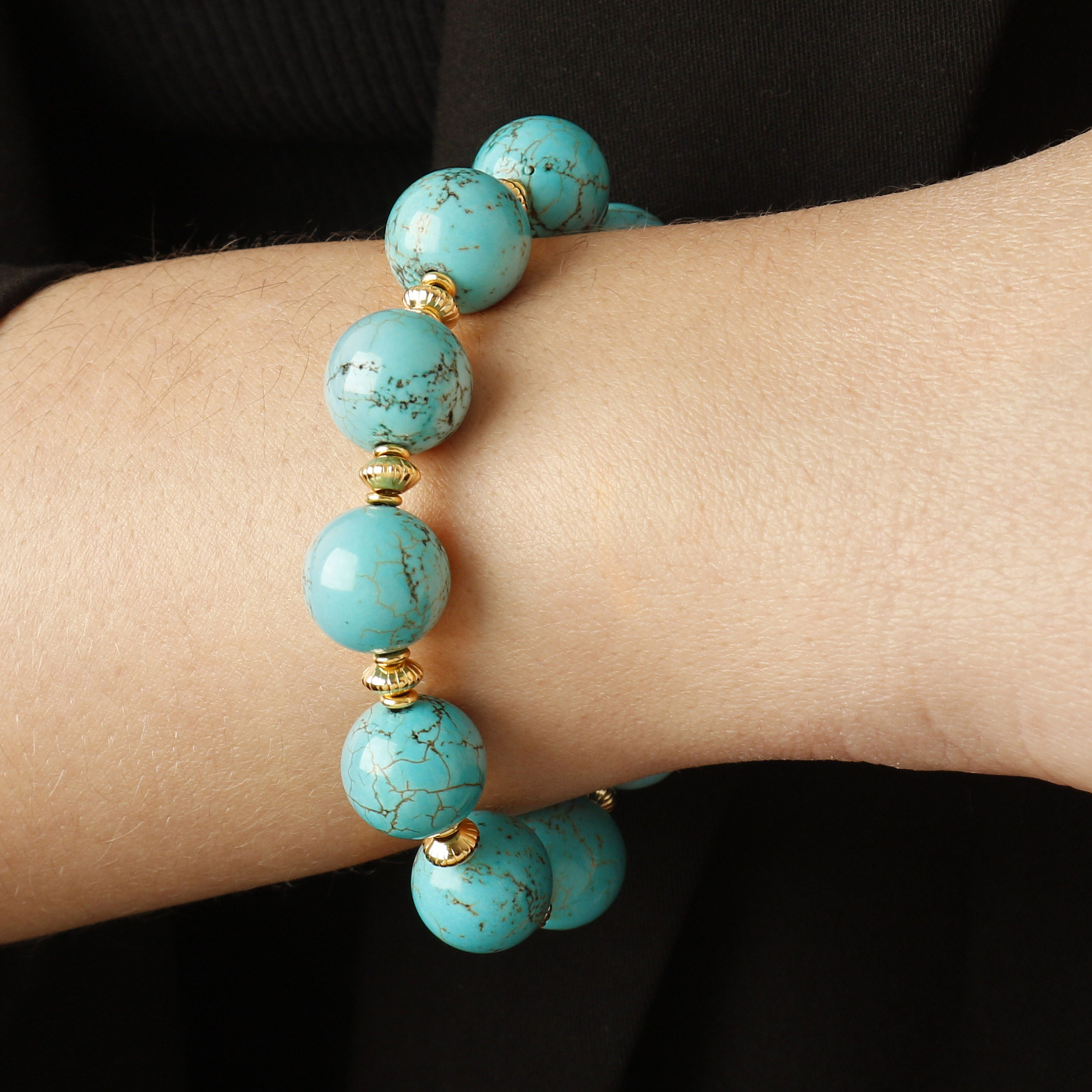 Bracciale in Argento 925 placcato Oro Giallo 18kt con Sfere in Magnesite