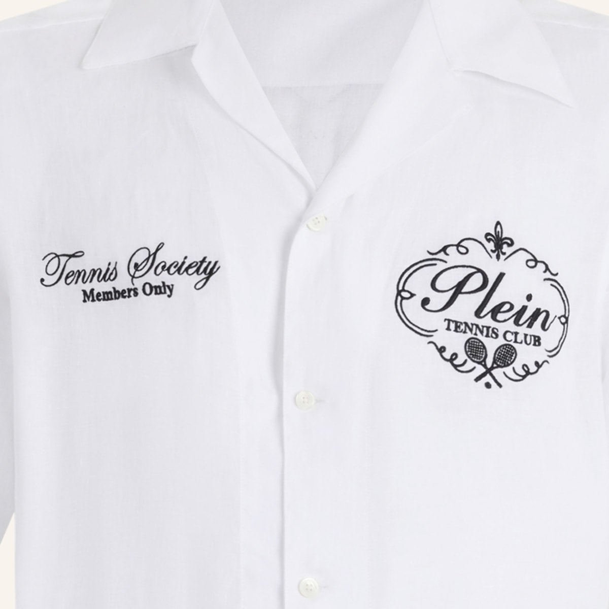 PHILIPP PLEIN Linen Bowling Shirt Tennis Club