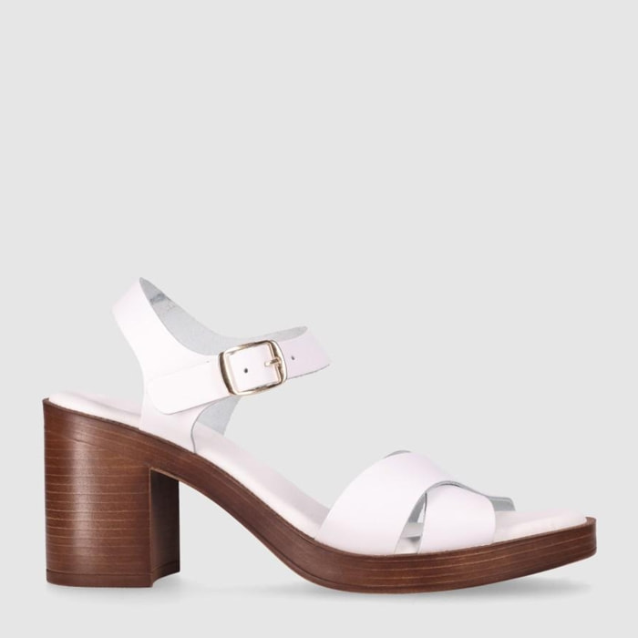 Sandalias de Piel - Blanco - Tacón: 8 cm