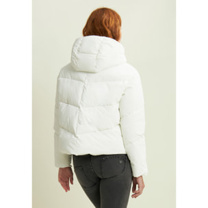 Piumino cropped donna con collo alto e coulisse regolabile