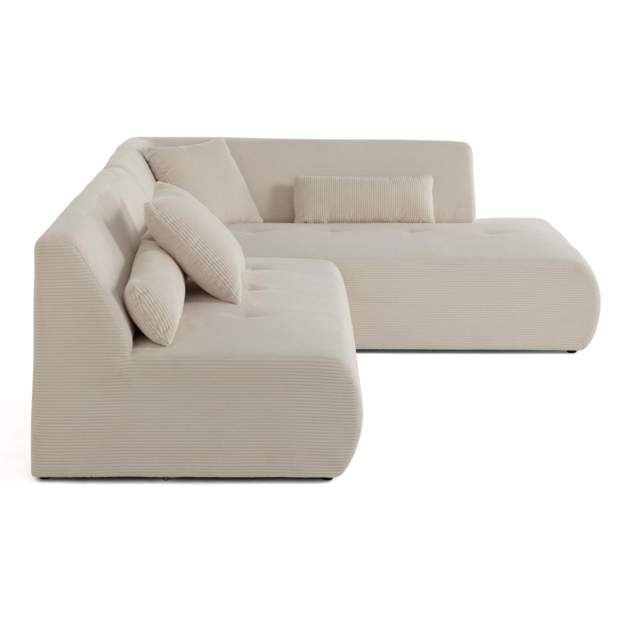 Onyx - canapé modulable d'angle droit - 5 places - en velours côtelé - Beige