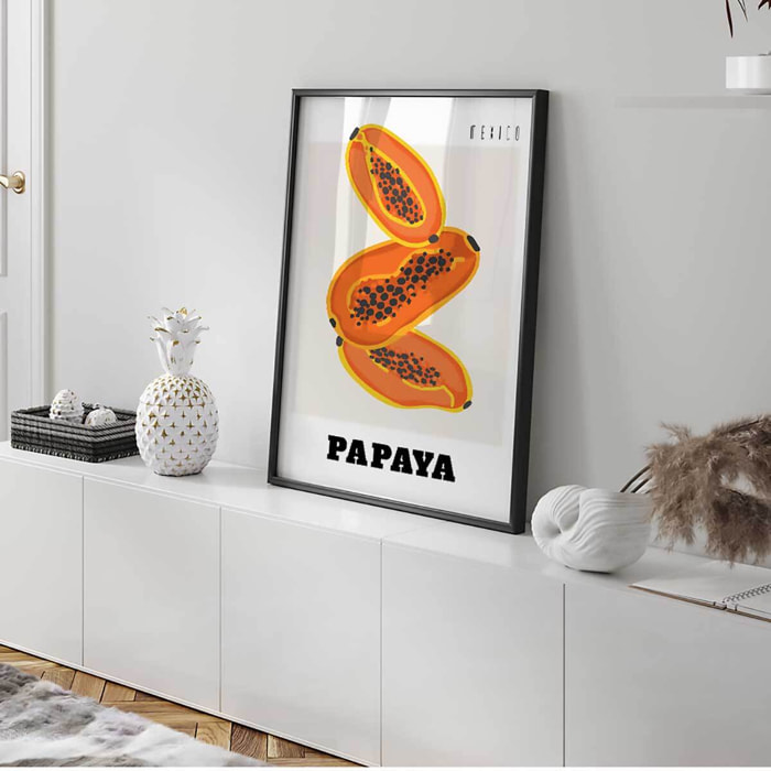 Affiche encadrée papaye graphique Affiche + cadre en métal - Noir