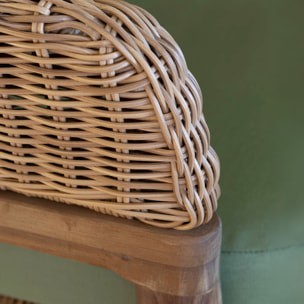 Salon de jardin 4 places en bois d'acacia foncé et résine tressée kaki ALHAMBRA