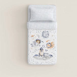 Saco Nórdico Estampado - Infantil - 100% Algodón - Sin relleno - Incluye 1 Funda de Almohada - Interstellar
