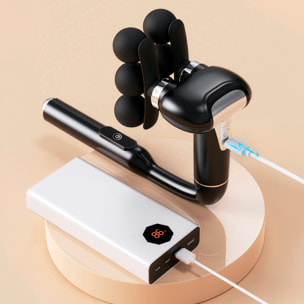 Pistola de masaje fascia MD-XY-15 con 6 velocidades, batería de 1800 mAh. Incluye 10 cabezales intercambiables y mango alargador.