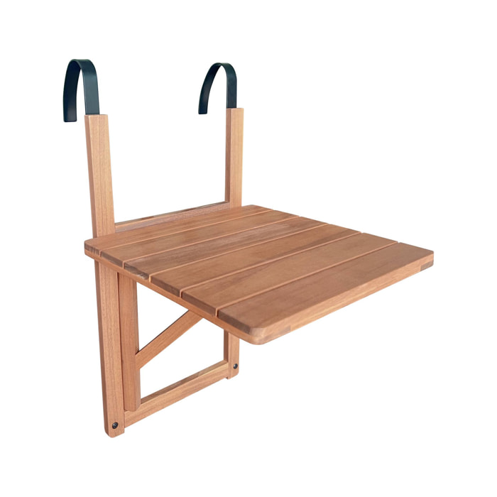 Table d'appoint en bois pour balcon. carrée. rabattable. hauteur ajustable