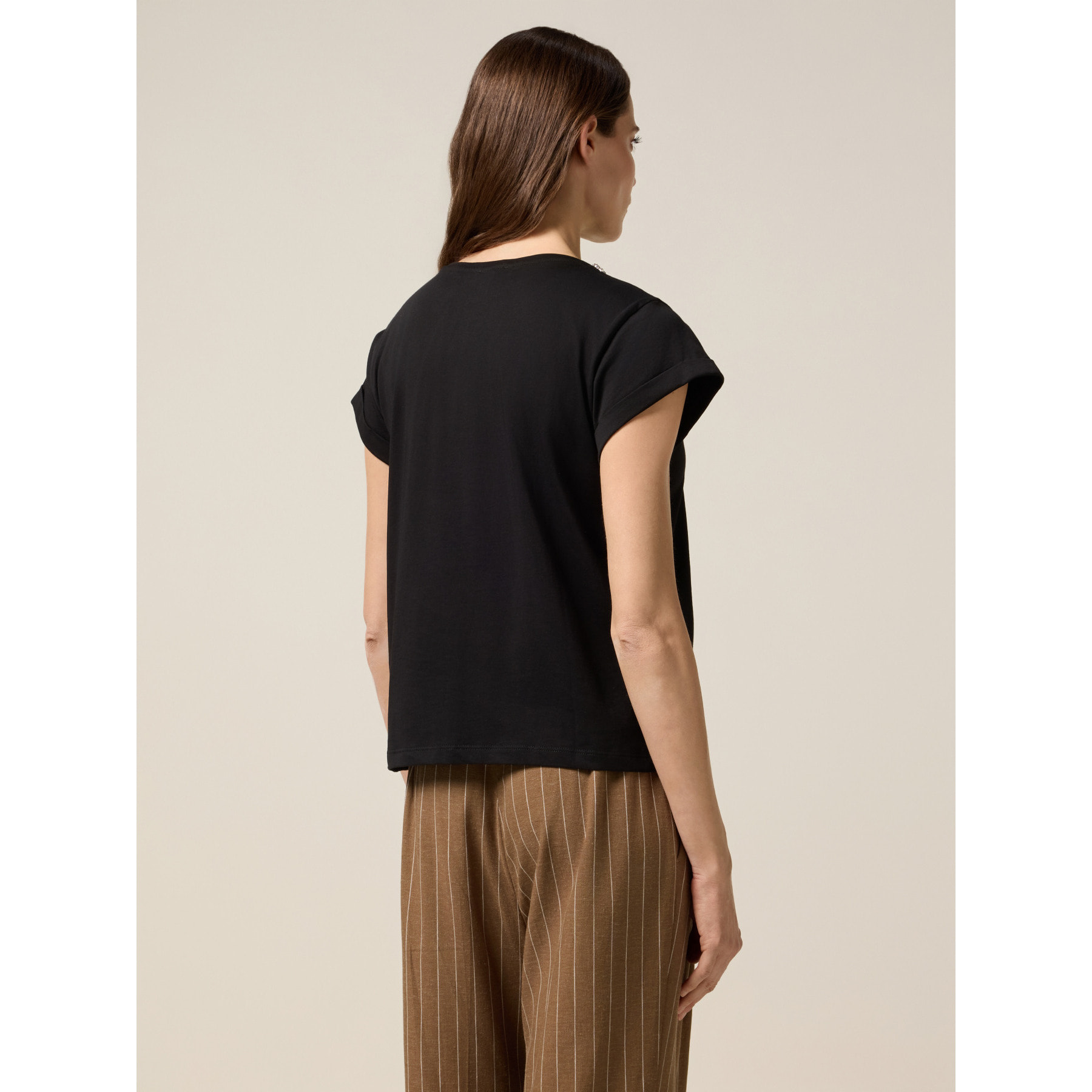 Oltre - Camiseta con aplicación de joya - Negro