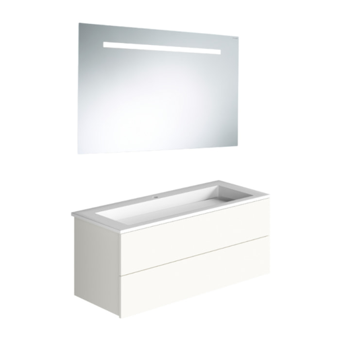 Pack meuble vasque 80 cm BURGBAD Cosmo blanc mat + miroir