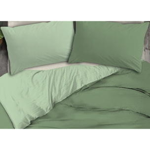 Copripiumino No Stiro Tinta Unita Bicolor Francesca Verde Salvia