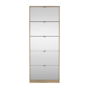 Scarpiera Angiolo, Mobile portascarpe, Armadio da ingresso multiuso, Mobiletto per calzature, 71x20 h182 cm, Quercia