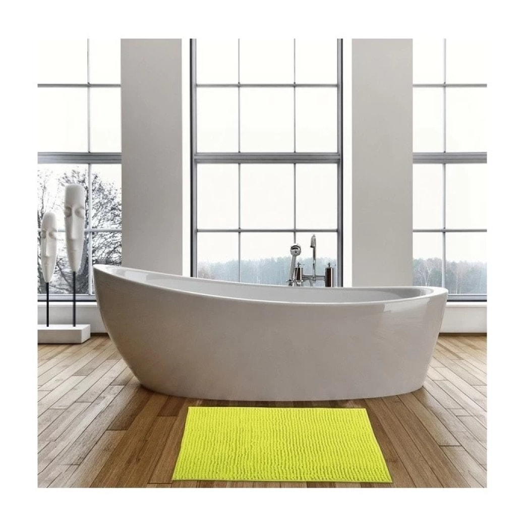 Lot de 2 Tapis de bain Microfibre CHENILLE 40x60cm & 60x90cm Vert pistache MSV