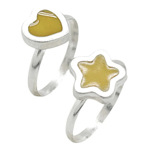Pareja anillos Colors en plata 10µm y color mostaza