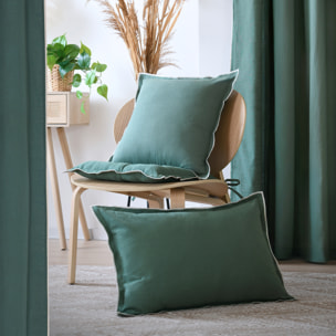 Coussin coton volant plat feston noir - Vert