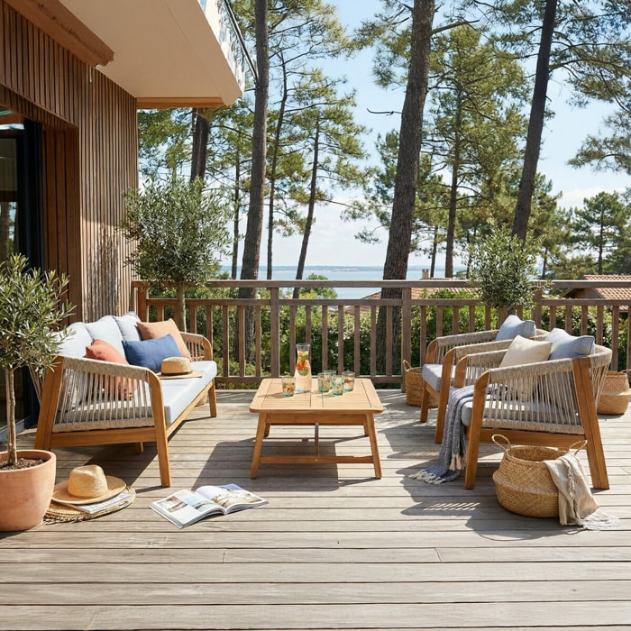 Salon de jardin 5 places en bois FSC - SYMI