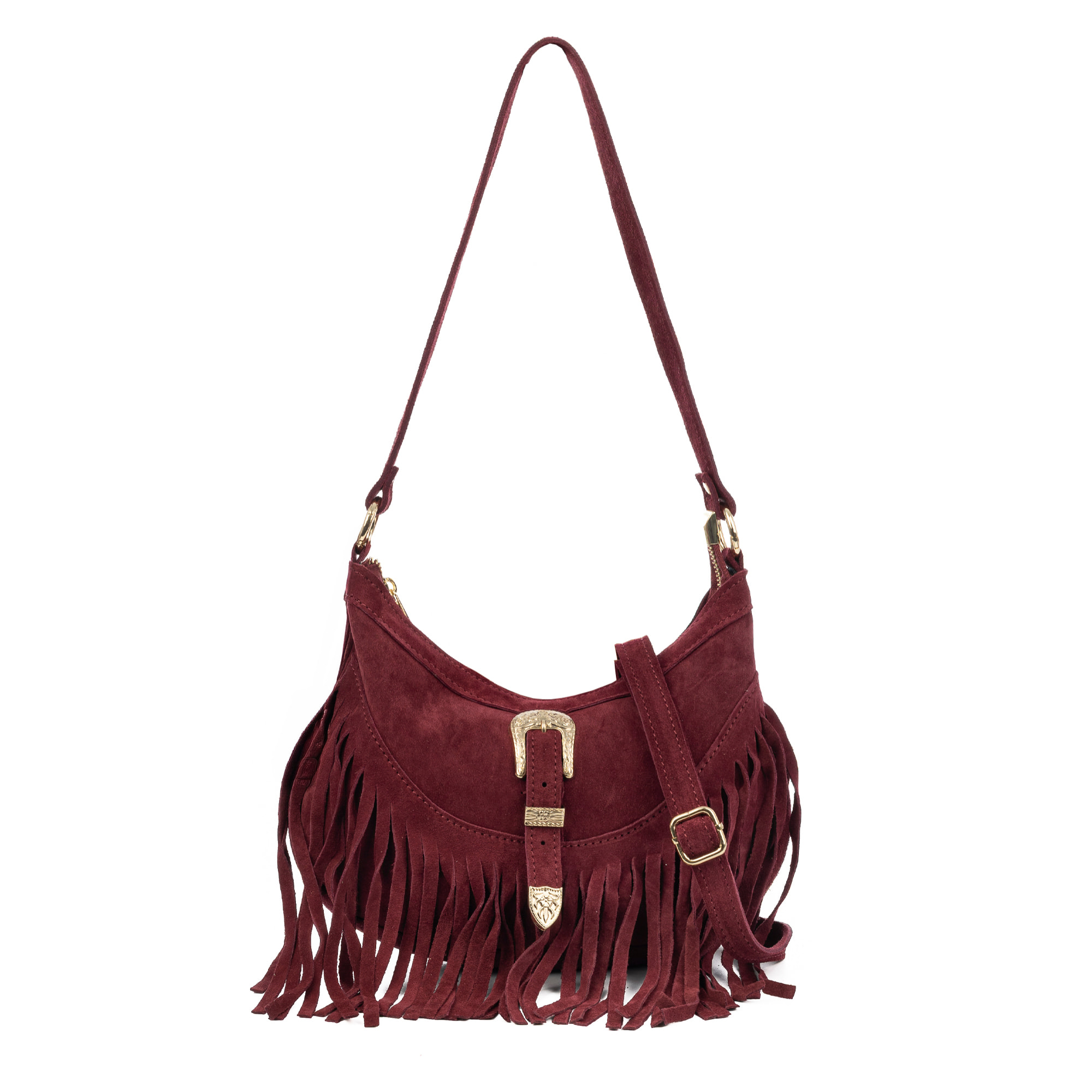Barlassina bolso bandolera Mujer. Piel auténtica Gamuza, con flecos.
