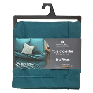 Taie d'oreiller "Carina" en coton bleu canard 50x70cm