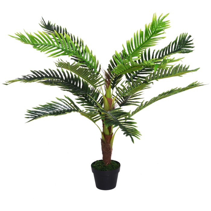 Outsunny Palmier artificiel hauteur 123 cm arbre artificiel décoration plastique fil de fer pot inclus vert