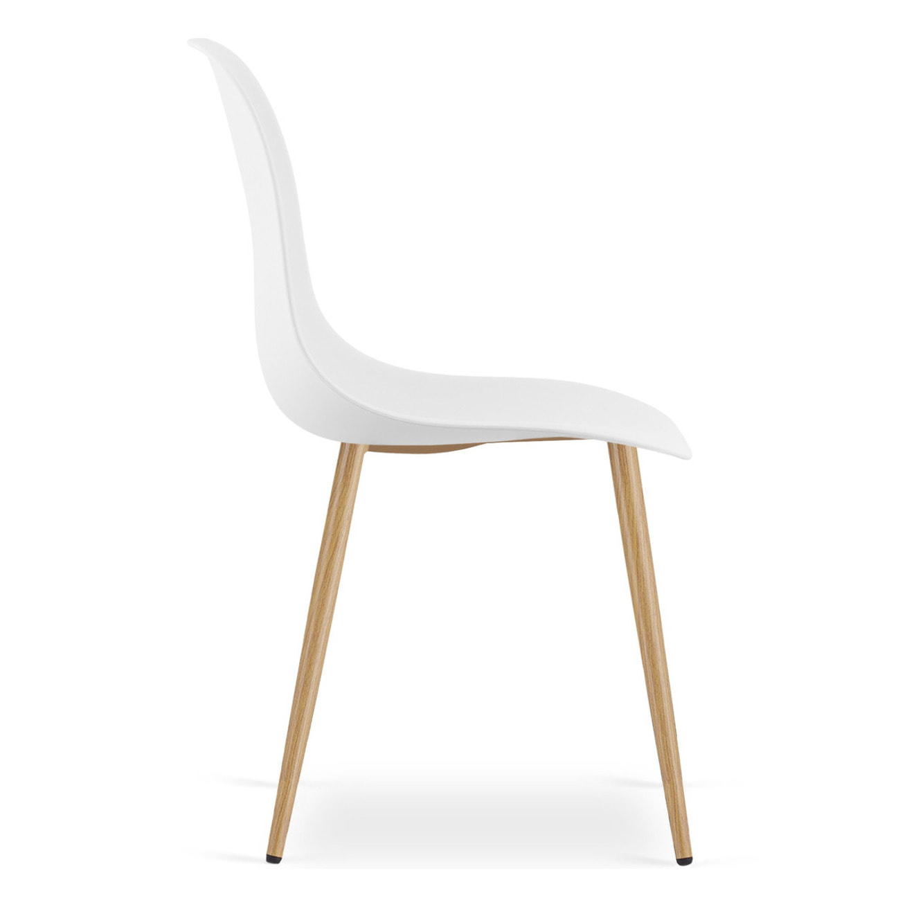 Sedia scandinava WAT bianca con gambe effetto legno
