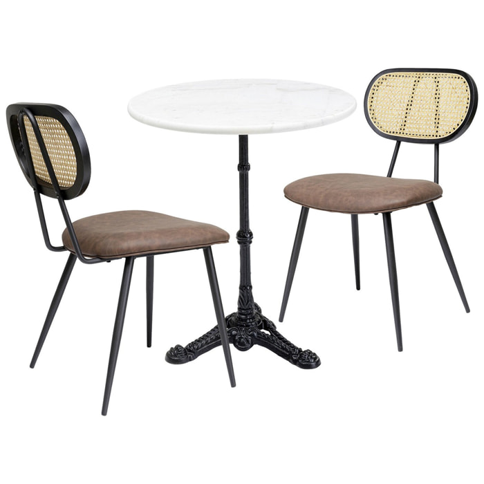 Ensemble table et 2 chaises marron Bistrot Rosali Kare Design