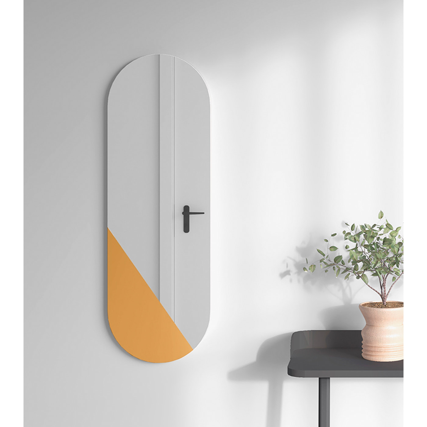 Espejo ovalado Aire haya mostaza 90x30x2 cm