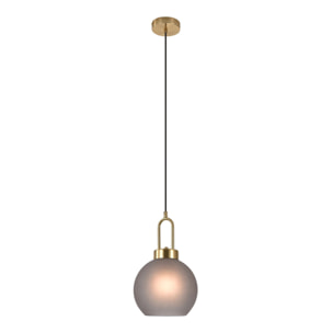 Lampada a sospensione Luton — vetro fumé opaco e ottone, sfera ø 20 cm