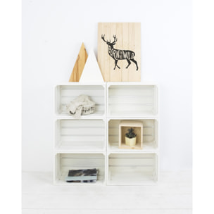 Pack 6 grandes caisses en bois massif de couleur blanc Hauteur: 25.5 Longueur: 49 Largeur: 29.5