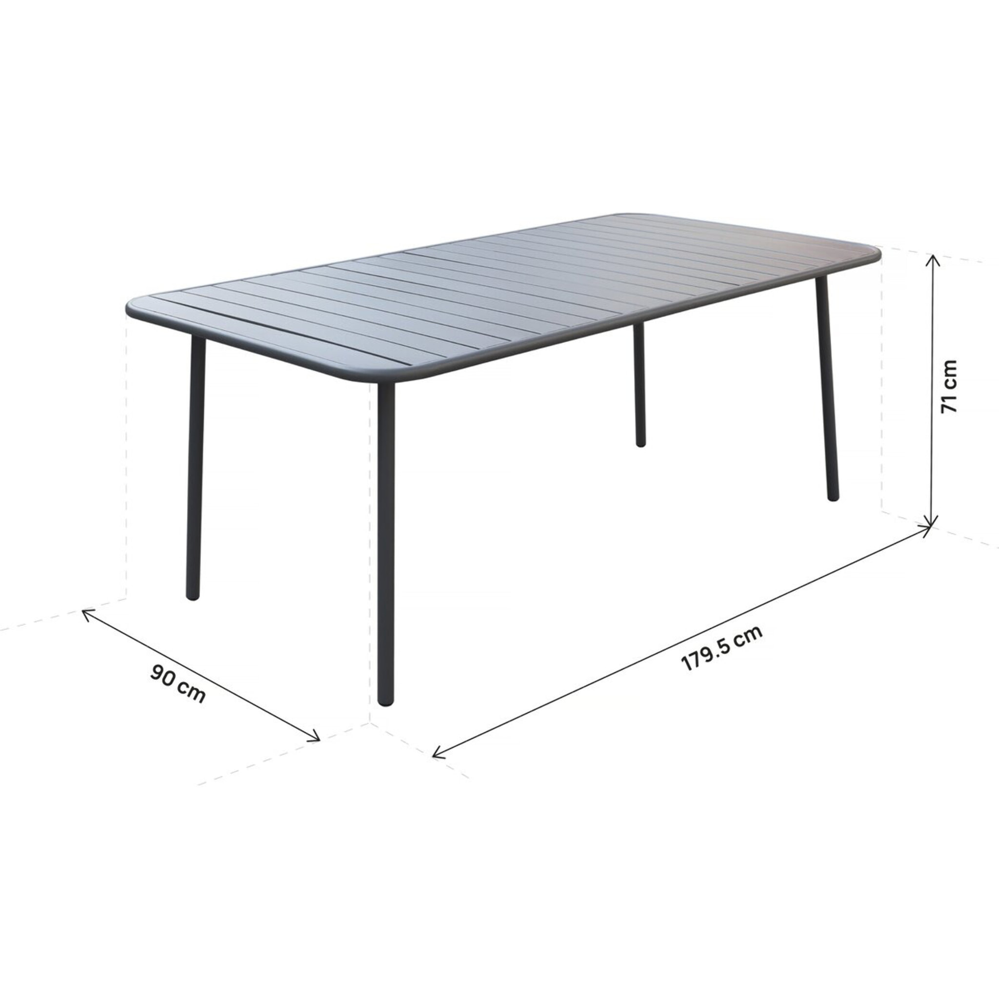 Table jardin en métal "Bilbao" - 180 x 90 x 71 cm - Gris