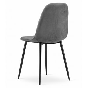 Sedia Como in velluto grigio scuro con gambe nere