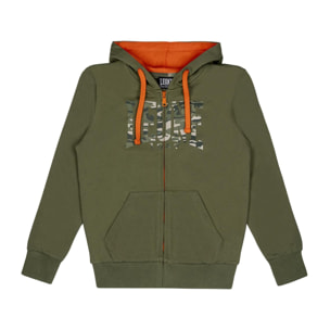 Sudadera infantil de algodón no perchado con cremallera Leone Camuflaje