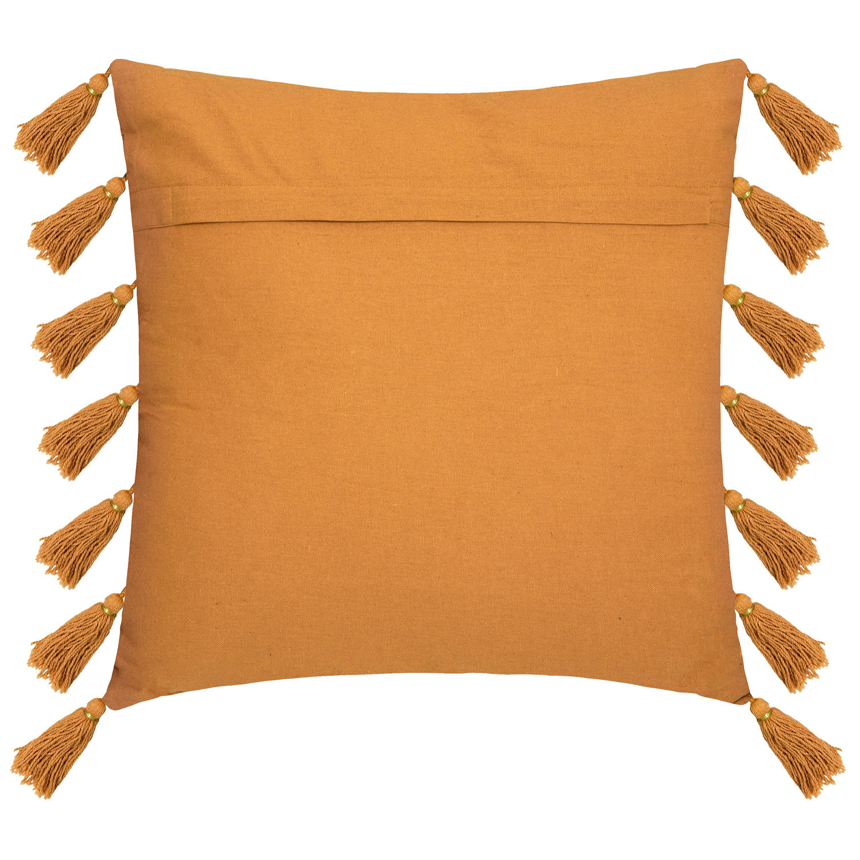 Coussin gypsy avec pompons - Jaune Ocre