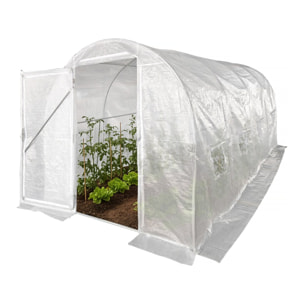 Serre tunelle de jardin avec porte 4,5 x 2 m "Mimosa" - 9 m² - 180g - Blanc