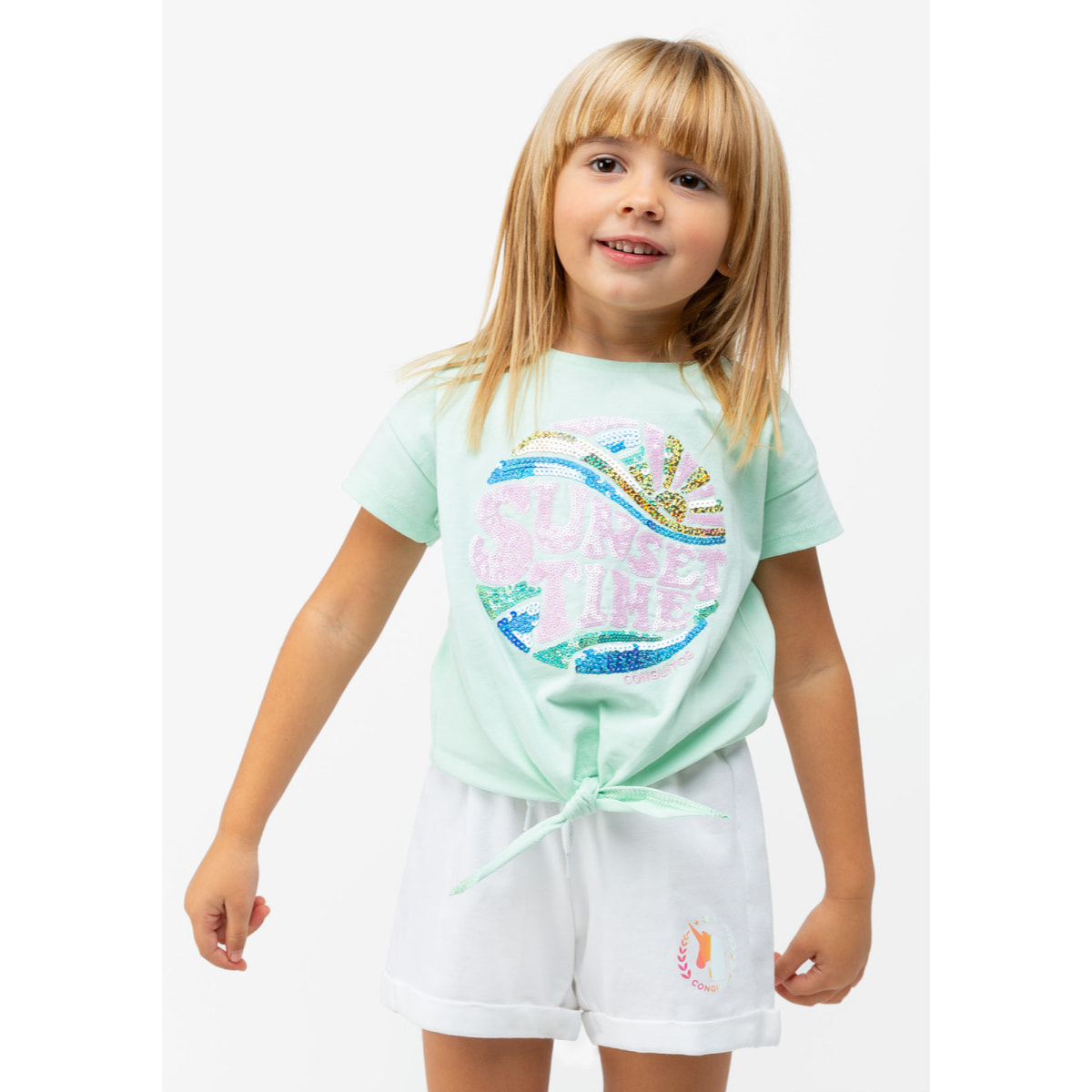 Camiseta De Niña Sunset En Menta