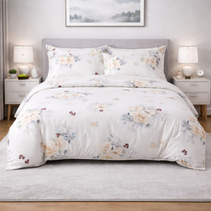 LAURA BIAGIOTTI Completo Letto Matrimoniali in Percalle Stampato Okab_avorio