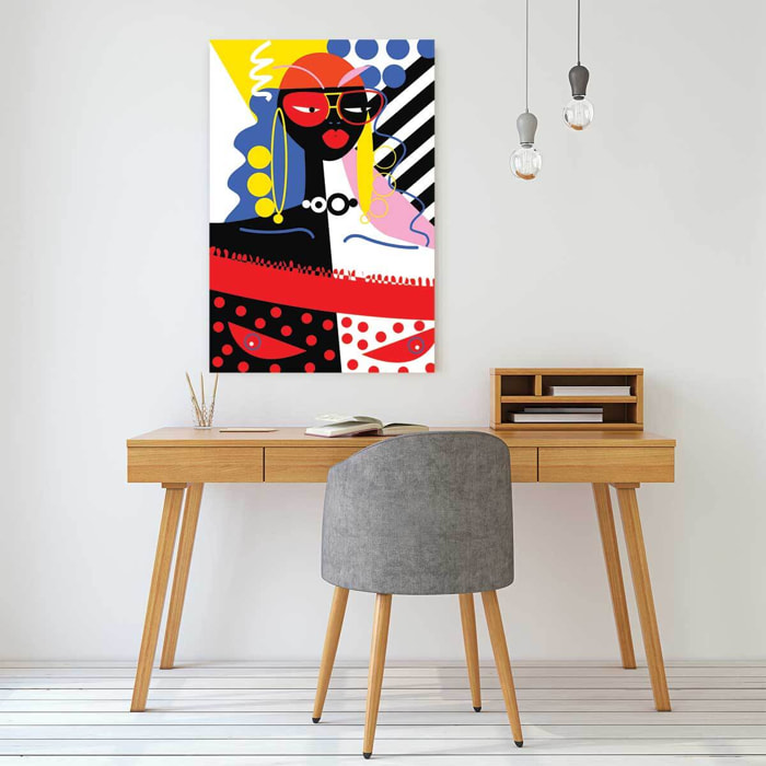 Tableau pop art collage la femme aux lunettes  Toile imprimée