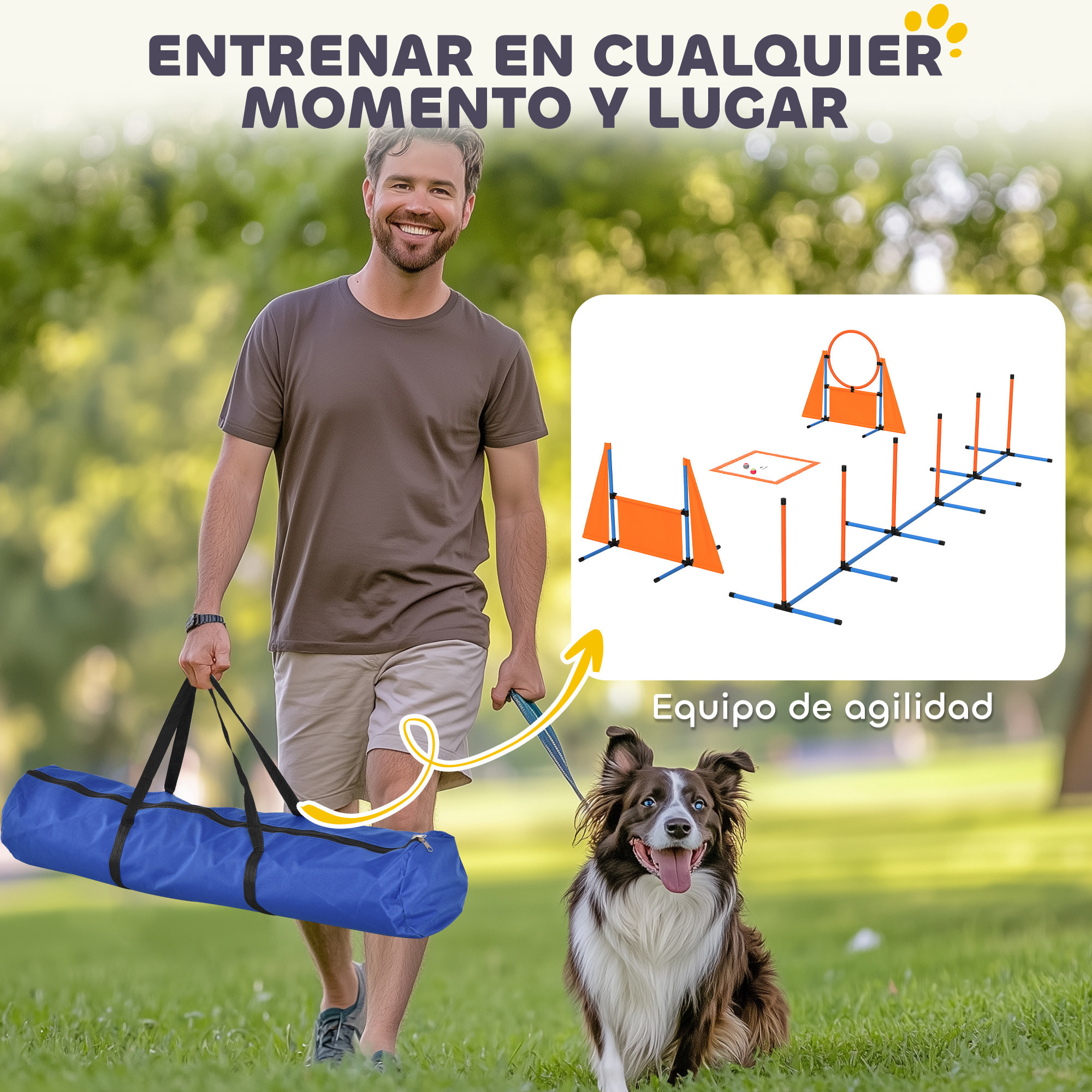 Set de Entrenamiento de Agilidad para Perros de 6 Piezas Juego de Agilidad para Perros con Piquetes para Slalom Zona de Reposo Valla Anillo de Salto y Pelotas Naranja