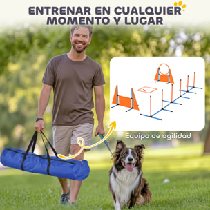 Set de Entrenamiento de Agilidad para Perros de 6 Piezas Juego de Agilidad para Perros con Piquetes para Slalom Zona de Reposo Valla Anillo de Salto y Pelotas Naranja