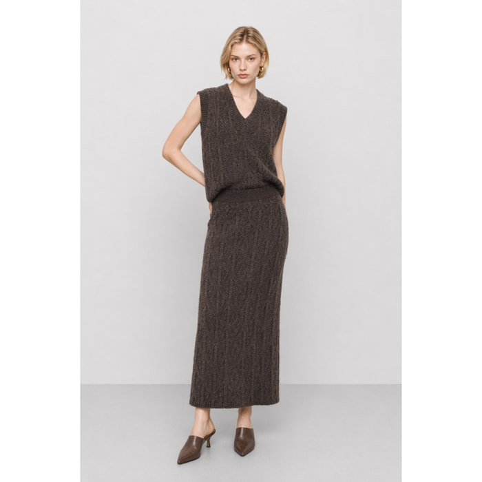 Kocca - Gonna in maglia con motivo a trecce in misto lana Donna