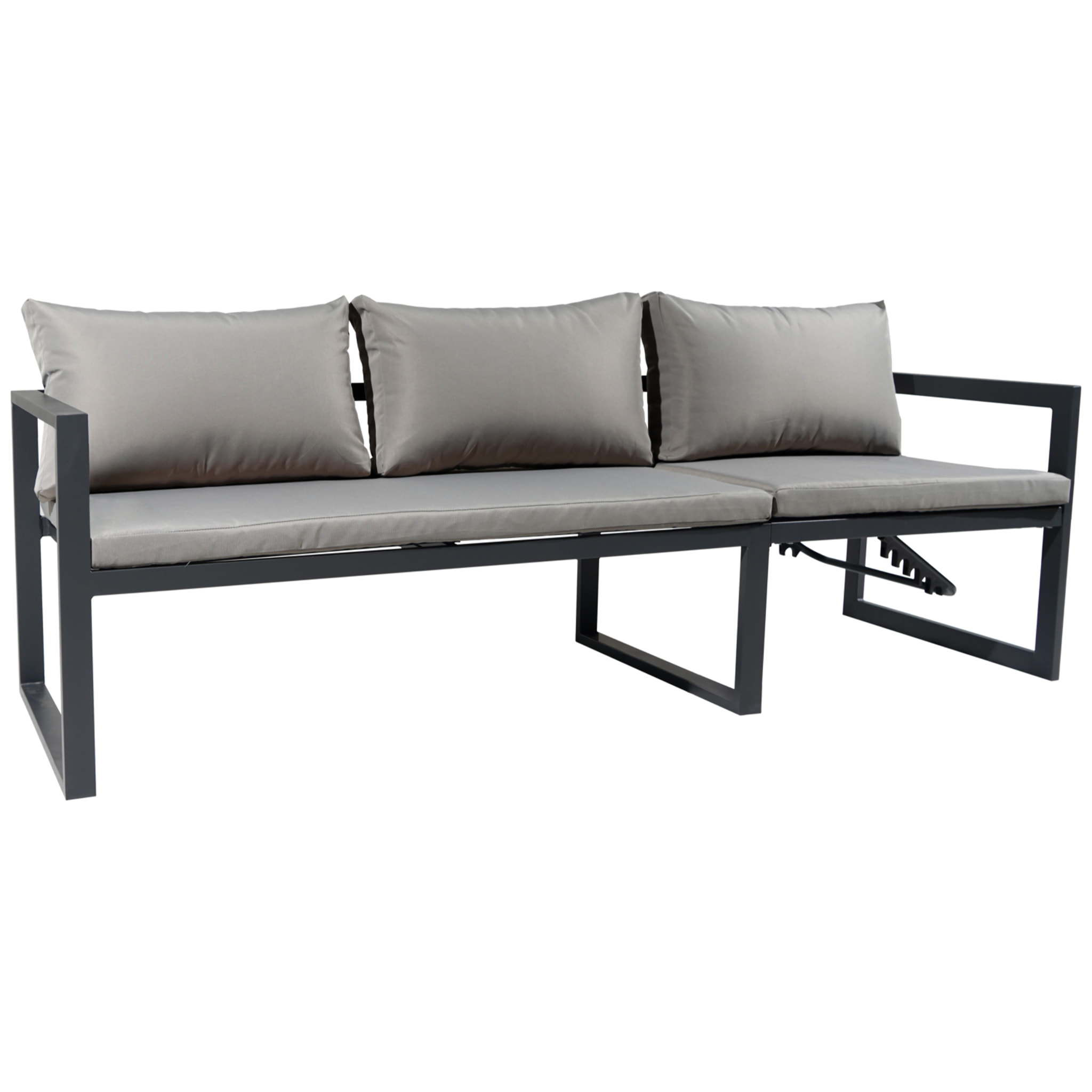 Salon de jardin modulable IBIZA en tissu gris 4 places - aluminium anthracite